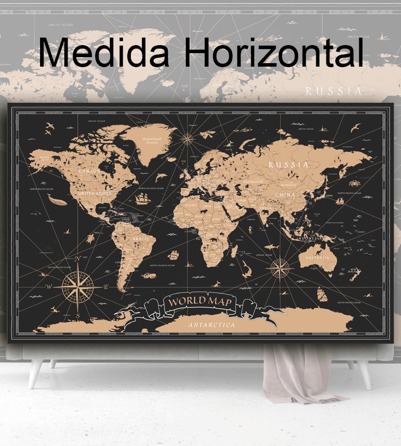 Papel De Parede Foto Mural Mapa Mundi Vintage Black