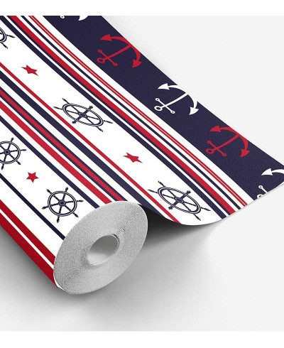 Papel de Parede Bebê Marinheiro Azul e Vermelho