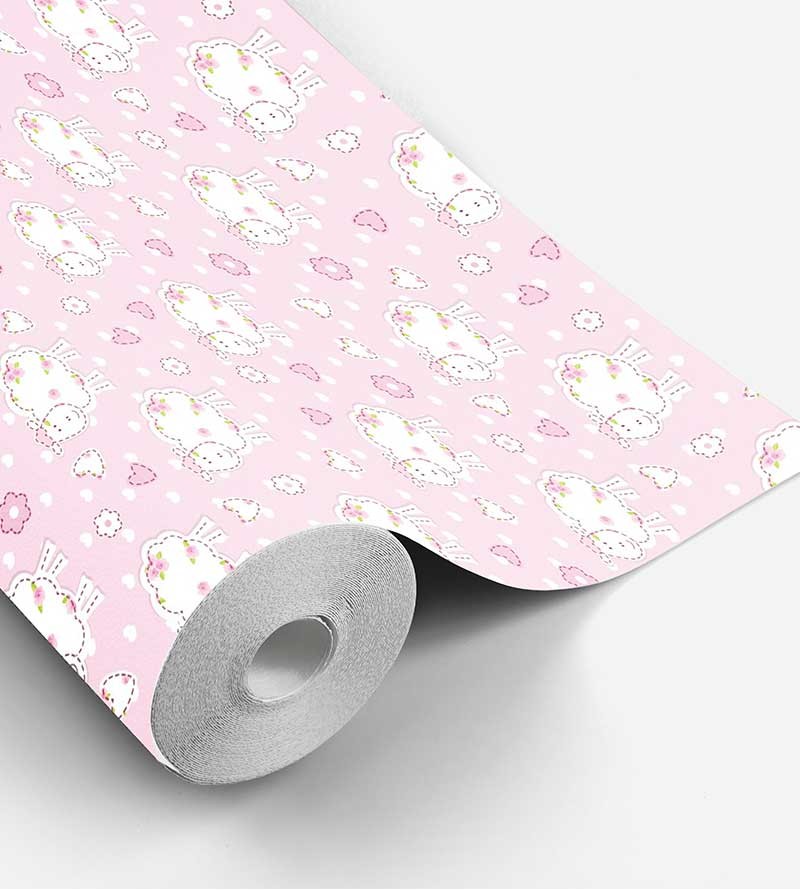 Papel de Parede Bebê Carneirinhos Rosa