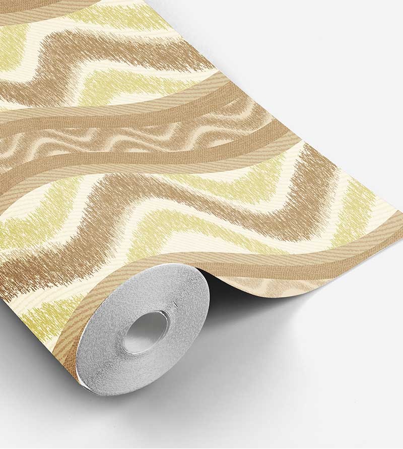 Papel de parede em tons marrom, amarelo e fundo branco - Contemporâneo 01