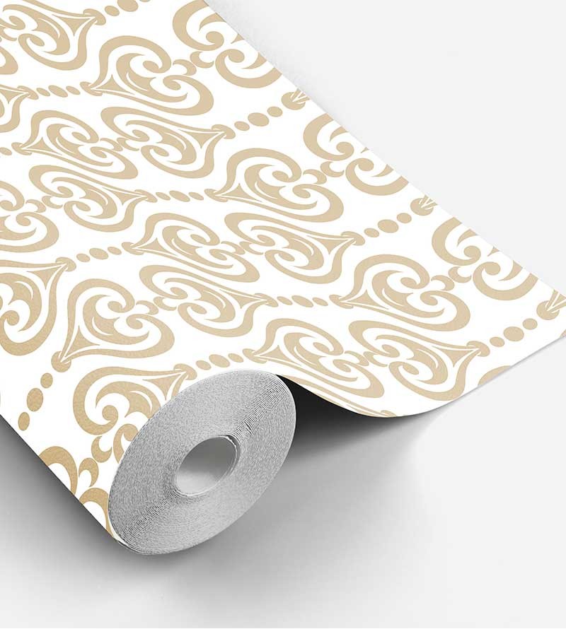 Papel de parede em tons bege e branco