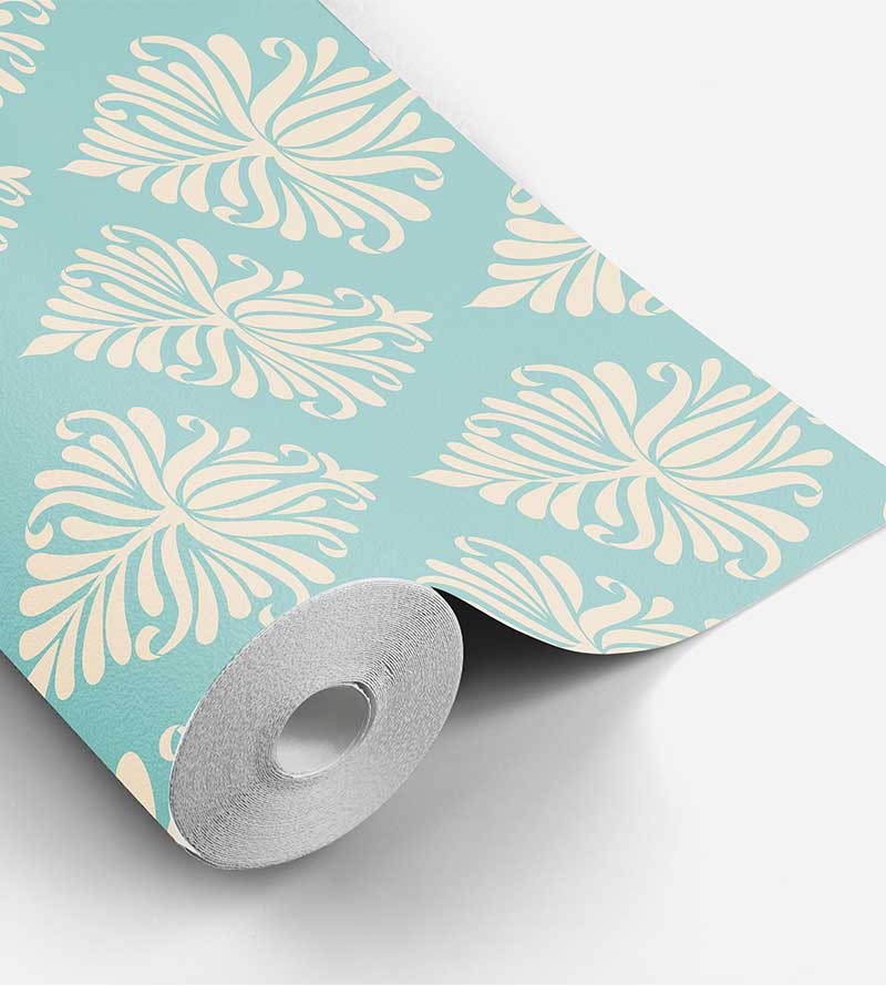 Papel de parede com Fundo Verde com detalhes em tons de Bege