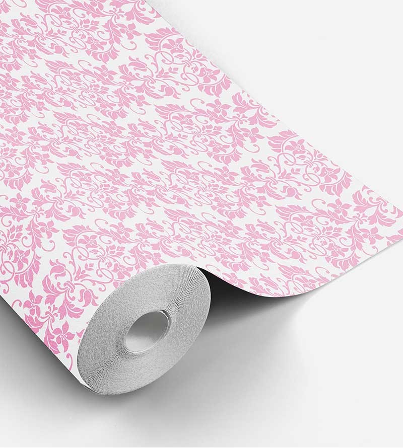 Papel de parede em tons cinza e rosa - Damask 21