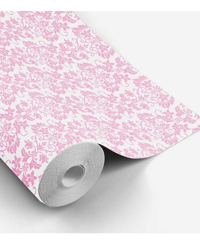 Papel de parede em tons cinza e rosa - Damask 21