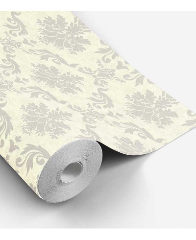 Papel de parede em tons de verde e cinza- Damask 28