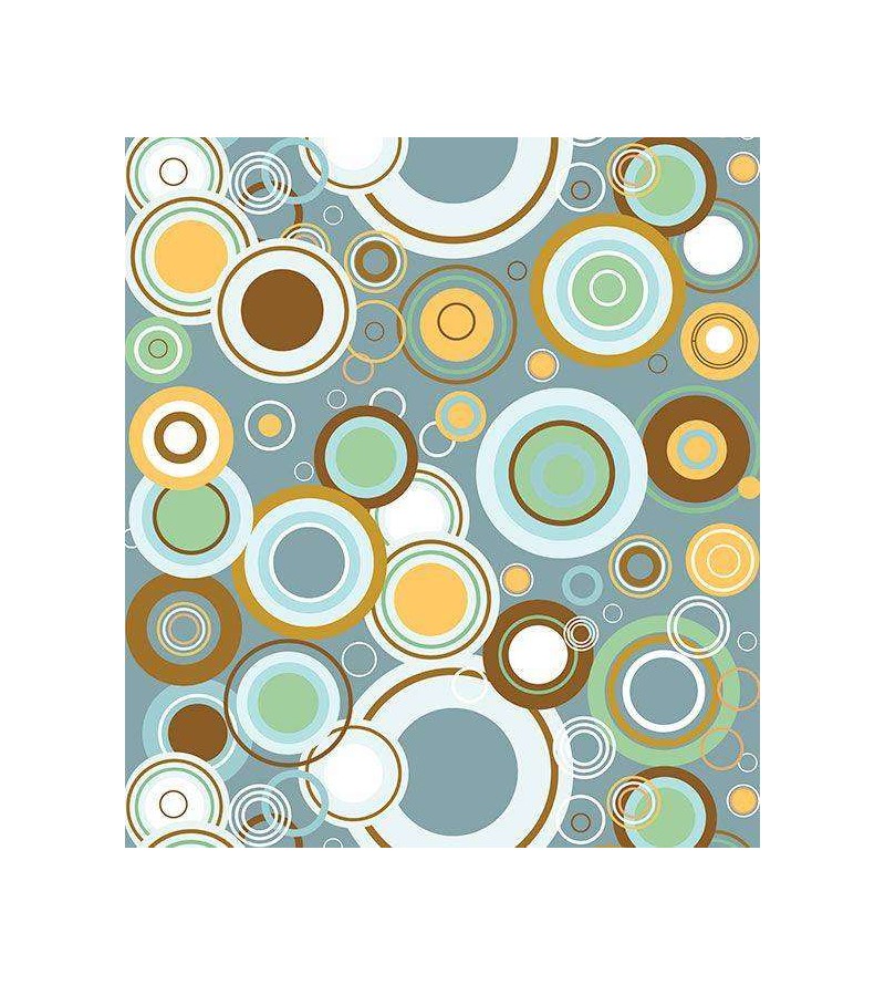 Papel de parede com fundo cinza e detalhes amarelo, verde, azul e branco - Retro 11