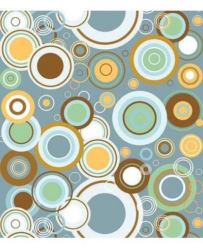 Papel de parede com fundo cinza e detalhes amarelo, verde, azul e branco - Retro 11