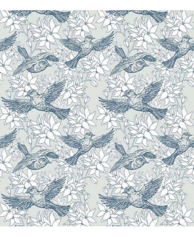 Papel de parede em tons cinza e azul - Retro 62