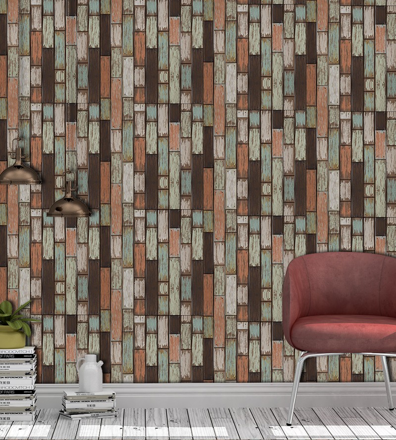 Papel de Parede Tacos Coloridos madeira