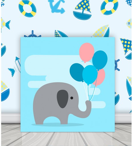Quadro Elefante Cute com Balões