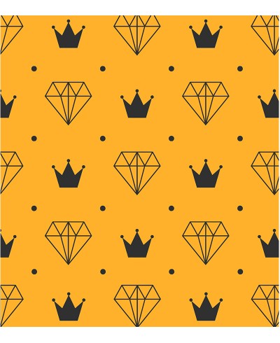 Papel de Parede Diamante e Coroas em Laranja e Preto