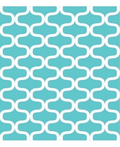 Papel de parede azul turquesa com aramado delicado em branco - Turquesa 04