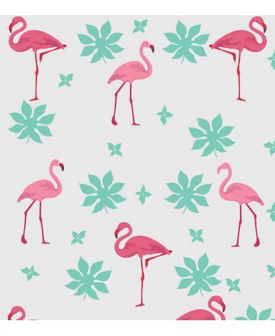 Papel de parede Flamingos e Flores em tons de rosa
