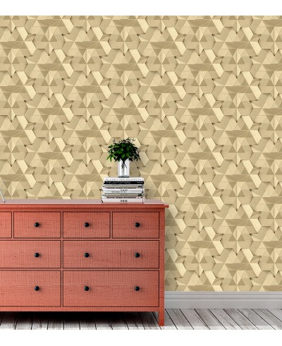 Papel de Parede Geométrico 3d Triangulos em Bege