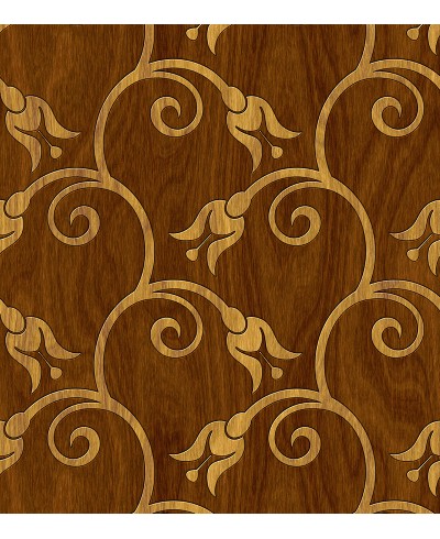 Papel de Parede em Fundo Madeira com Desnhos de Flores