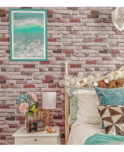 Papel de parede modelo tijolos em tons de bege, com detalhes na cor marrom, cinza e preto - Textura 44