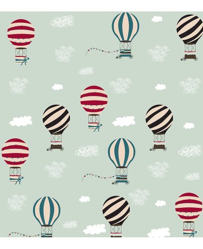 Papel de parede com balões em tons de azul marinho, vermelho e marrom - Infantil 225