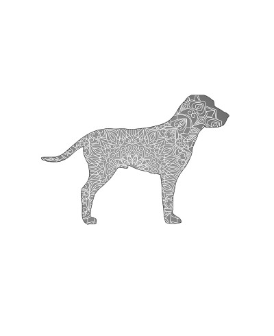 Adesivo Cachorro Paisley em Tons de Cinza