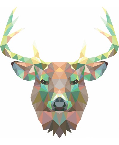 Quadro decorativo Cervo poligonal, em tons escuros. Poligonal 04