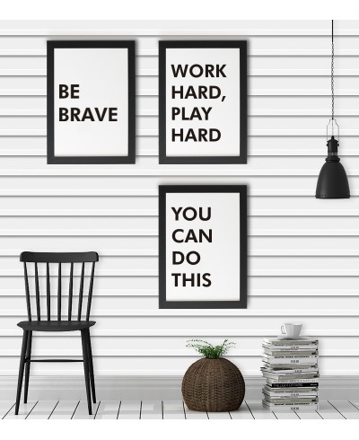 Kit de Quadros Be Brave, Work Hard Play Hard, You Can Do This c/ Moldura