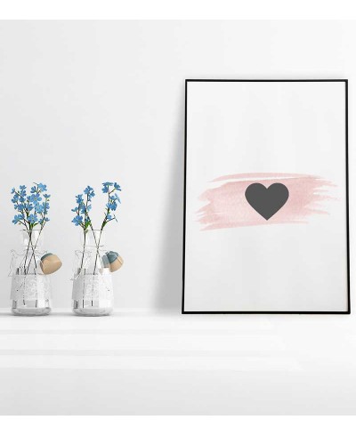 Quadro Coração Rosa e Preto