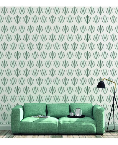 Papel de parede Folhagem geométrica em cores de verde.