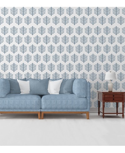 Papel de parede Folhagem geométrica em cores de azul.