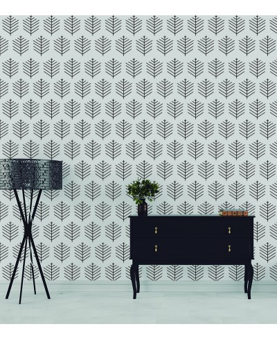 Papel de parede Folhagem geométrica em cores de preto.