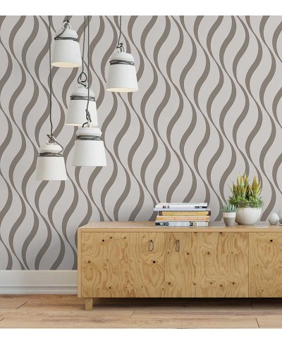 Papel de parede contemporâneo com ondas e fundo cinza