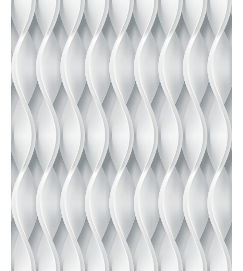 Papel de Parede 3D ondas laterais em tons de branco e cinza