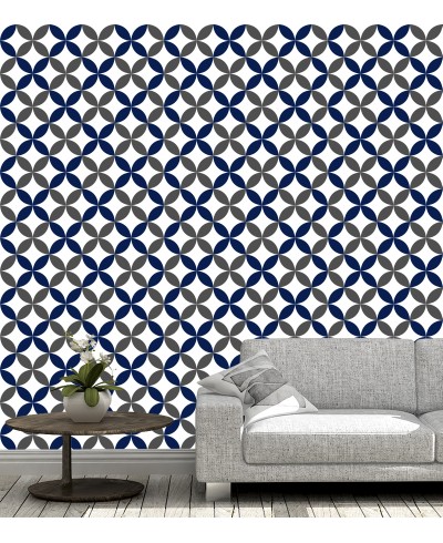 Papel de parede Flor geométrica Azul e cinza