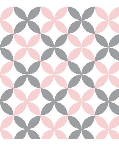 Papel de parede Flor geométrica Rosa e Cinza claro