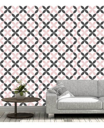 Papel de parede Flor geométrica Rosa e Preto