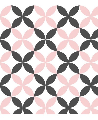 Papel de parede Flor geométrica Rosa e Preto