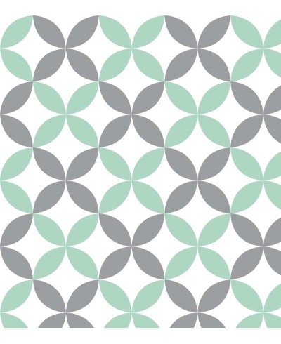 Papel de parede Flor geométrica Verde e Cinza Claro