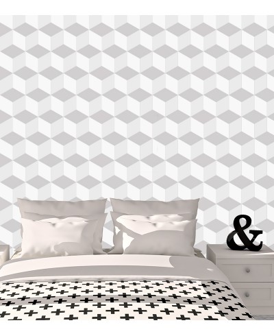 Papel de parede Triangulos 3d Branco e cinza