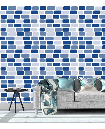 Papel de parede Tijolinhos azul texturizado