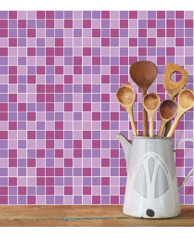 Adesivo Azulejo Pastilhas Em Tons de Rosa, lilás e roxo