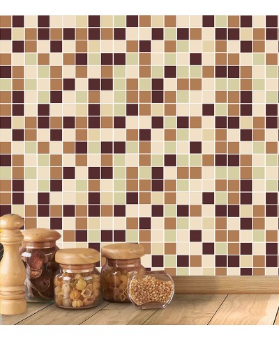 Adesivo Azulejo Pastilhas Em Tons de bege, amarelo e marrom