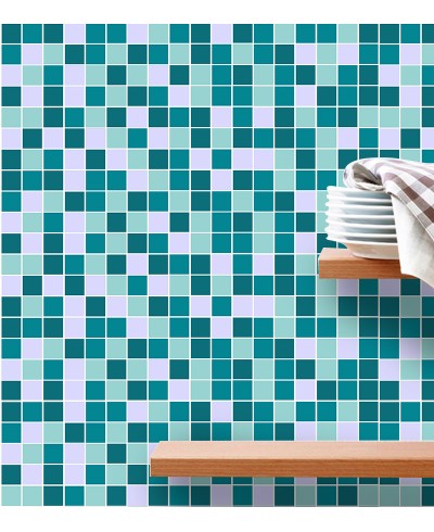 Adesivo Azulejo Pastilhas Em Tons de azul, cinza e branco