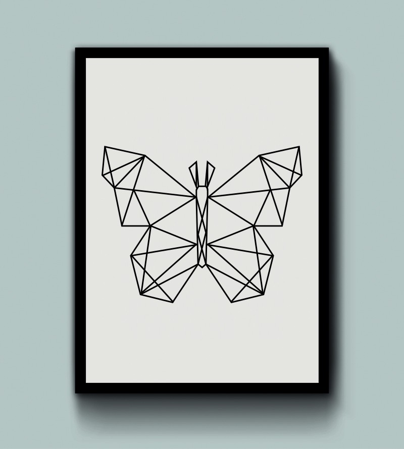 Kit Quadros coração, borboleta e diamante geométricos