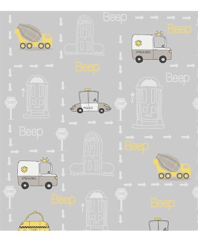 Papel de parede com Carrinhos da cidade em tons de cinza