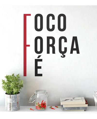 Adesivo de parede Foco, Força e Fé