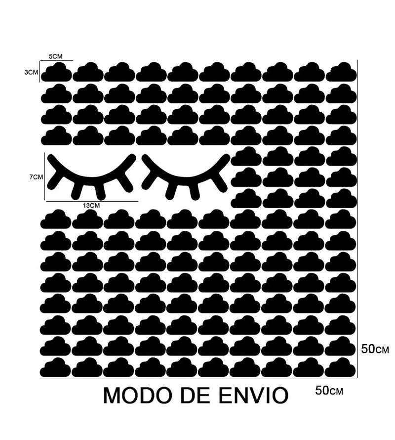 Adesivo de Parede Cílios Cute com Nuvens