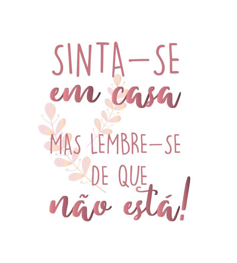 Quadro Sinta-se em casa, em tons de roxo claro e branco