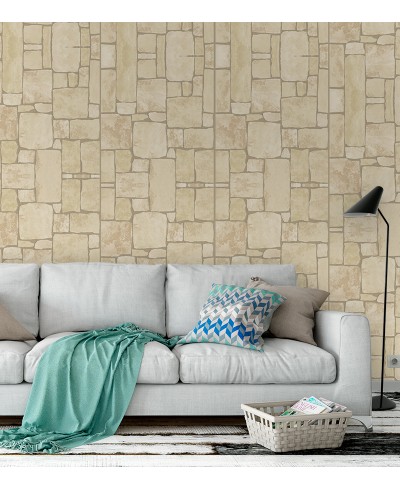 Papel de Parede Pedra Rustica em Tons de Bege