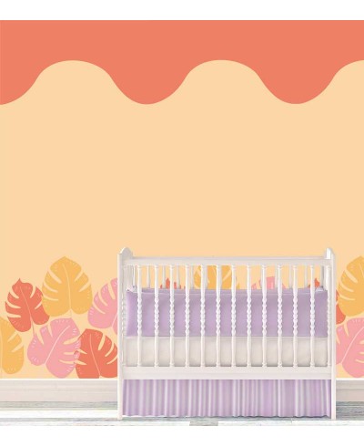 Papel de parede Monsteiras, com ondas e folhas coloridas