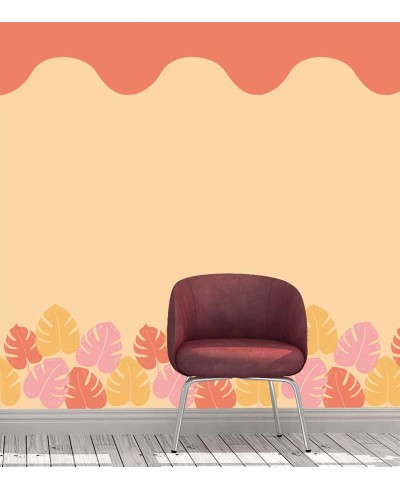 Papel de parede Monsteiras, com ondas e folhas coloridas