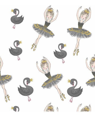 Papel de parede Balé Lago dos cisne, Em tons de preto e dourado