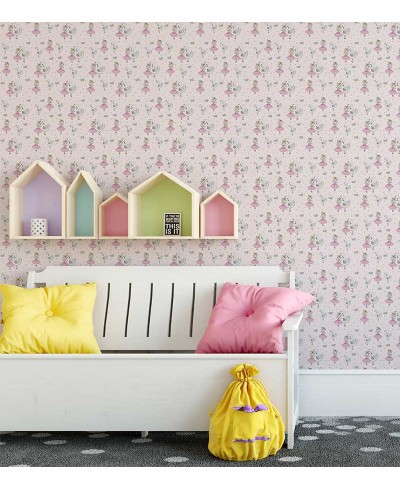 Papel de parede Balé Lago dos cisnes em tons de Rosa, amarelo, preto e cinza